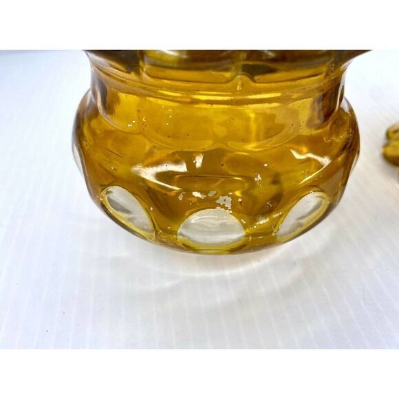 MID CENTURY MODERN CANDLE HOLDERS YELLOW SCALLOPED THUMBPRINT DESIGN - Picture 5 of 8